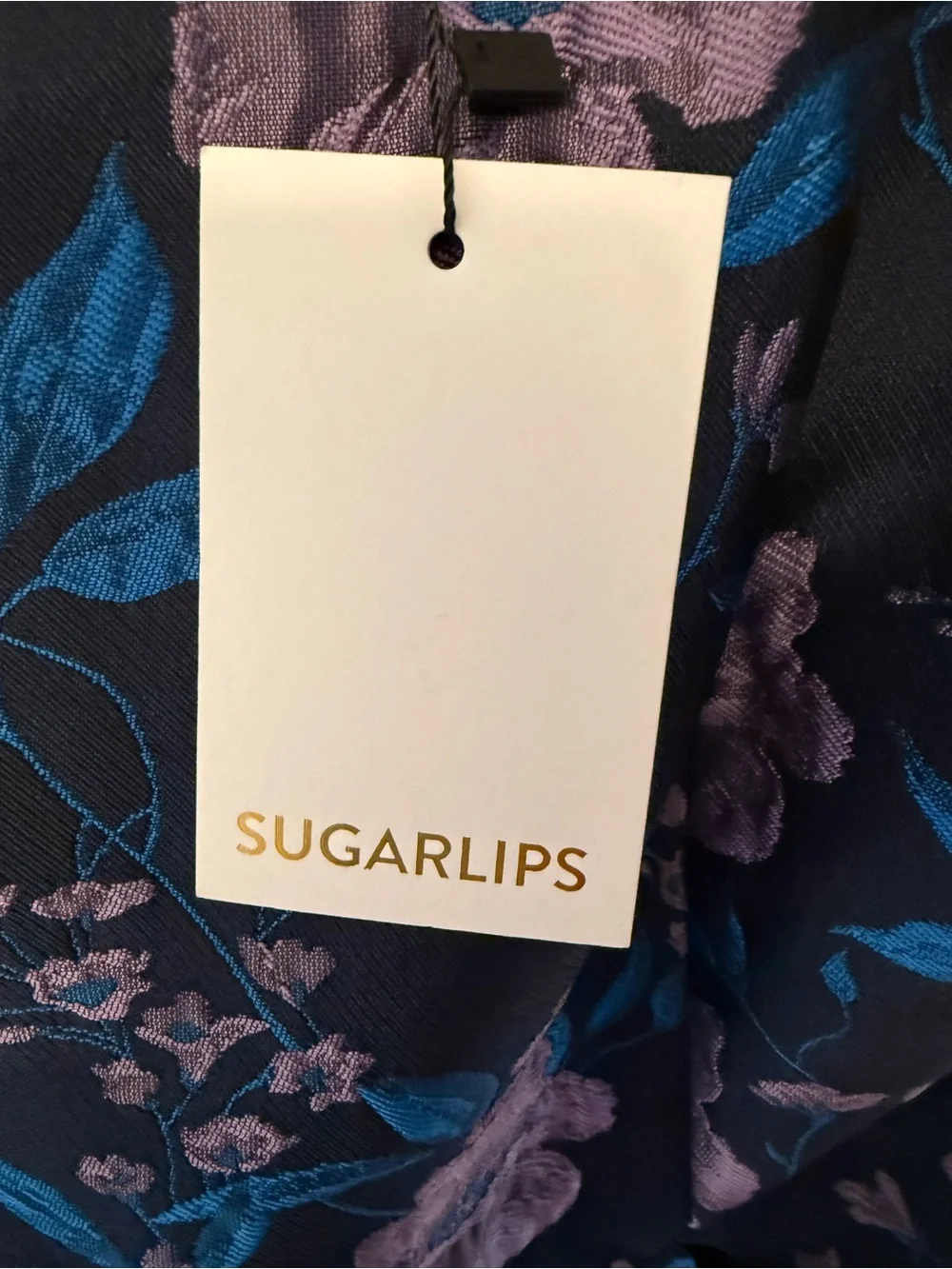 NWT Sugarlips Floral Jacquard Tie-Shoulder Pleated Midi Dress - Picture 12 of 15
